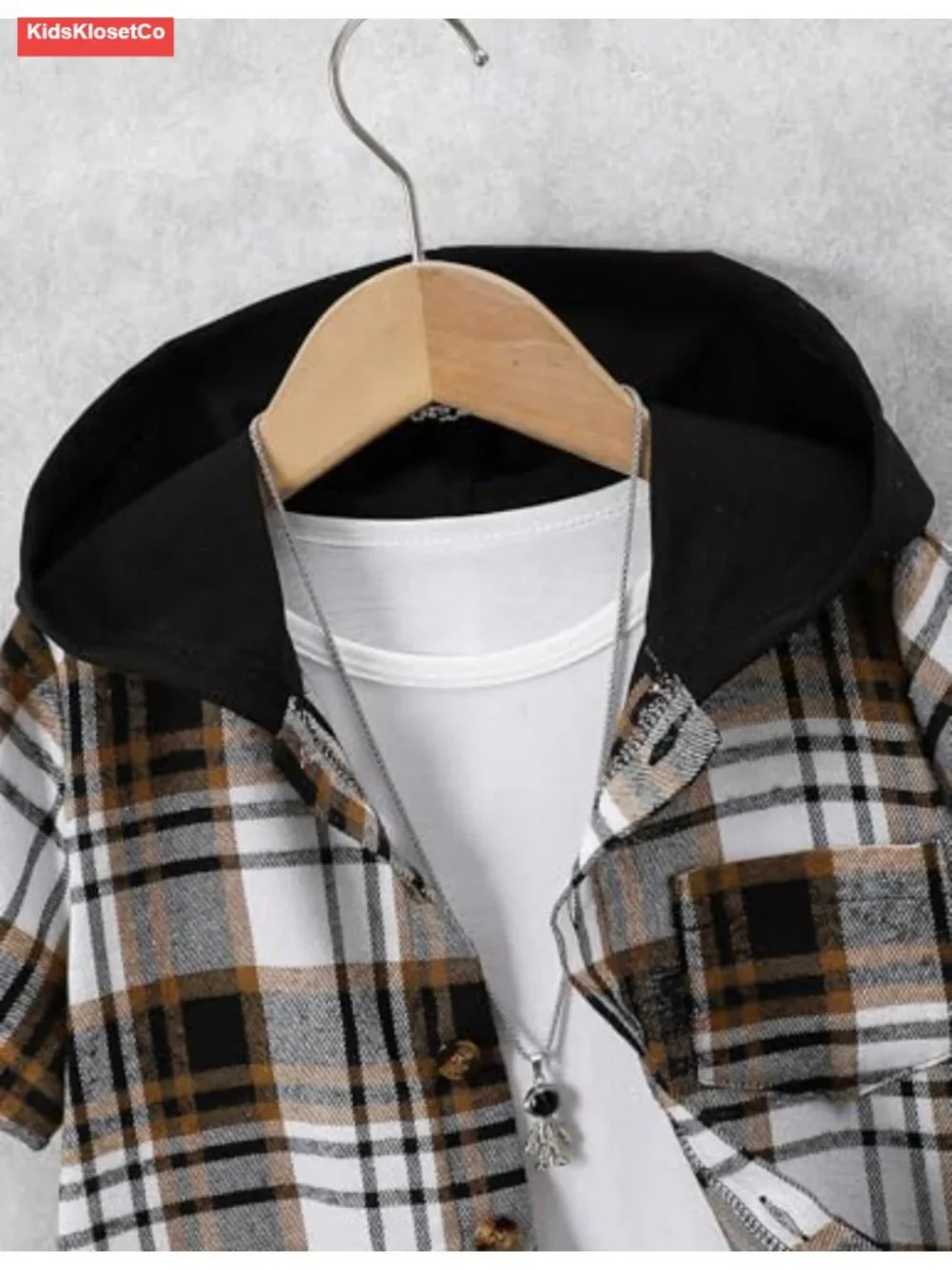 Boys 2-Piece Hooded Button Shirt & Jogger Shorts Set